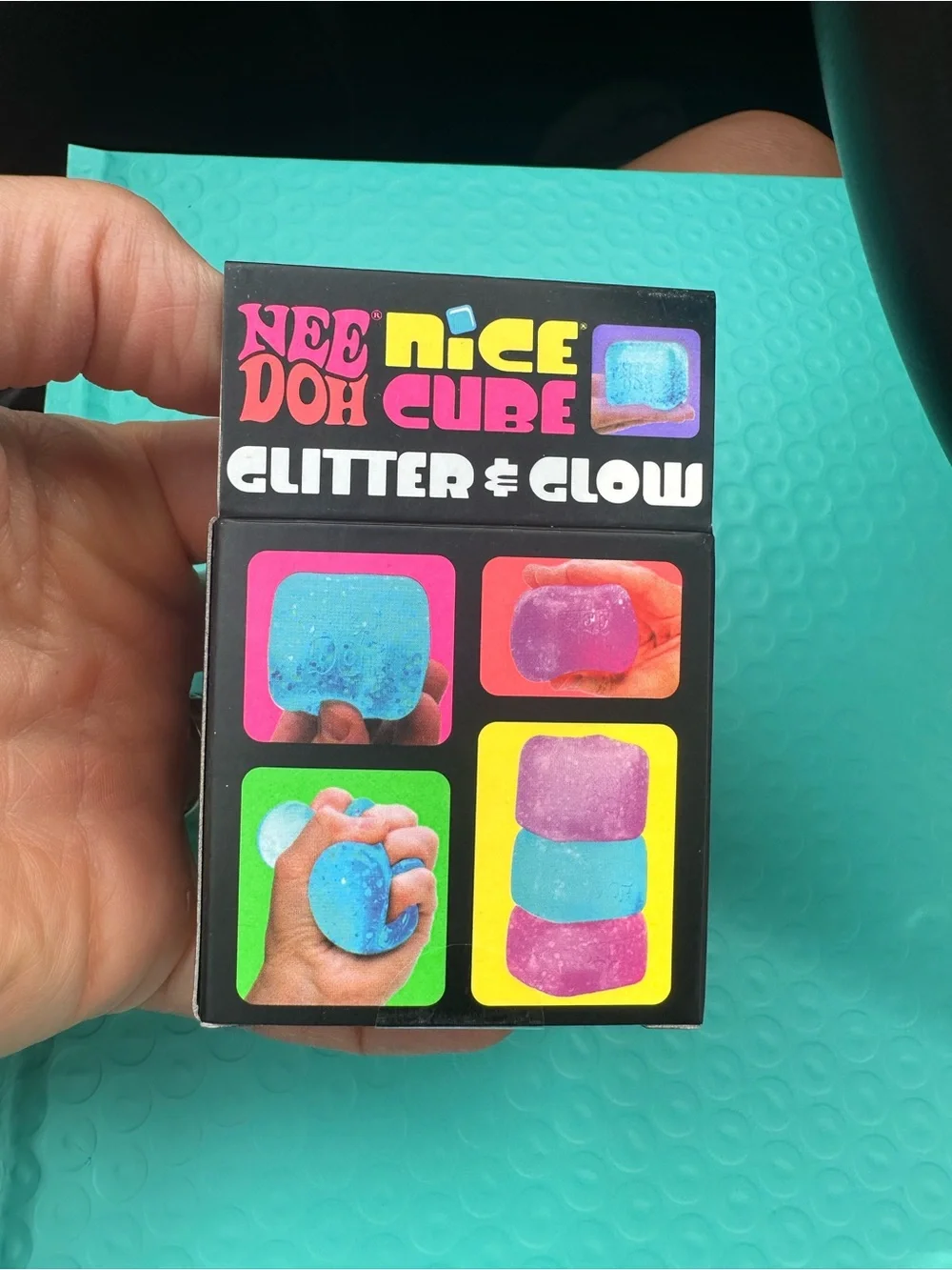 NEW Authentic Schylling NeeDoh Nice Cube Glitter & Glow Purple Super Solid Squis
